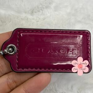 2" COACH Patent Leather Burgundy Fob Bag Charm Hang tag Hangtag